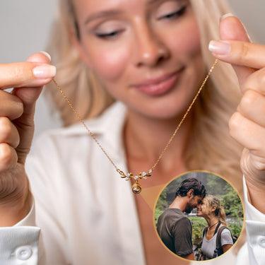 Nature Photo Personalised Necklace - Photo Necklace - Photo Projection Necklace Necklace Gold Brother & Sisters